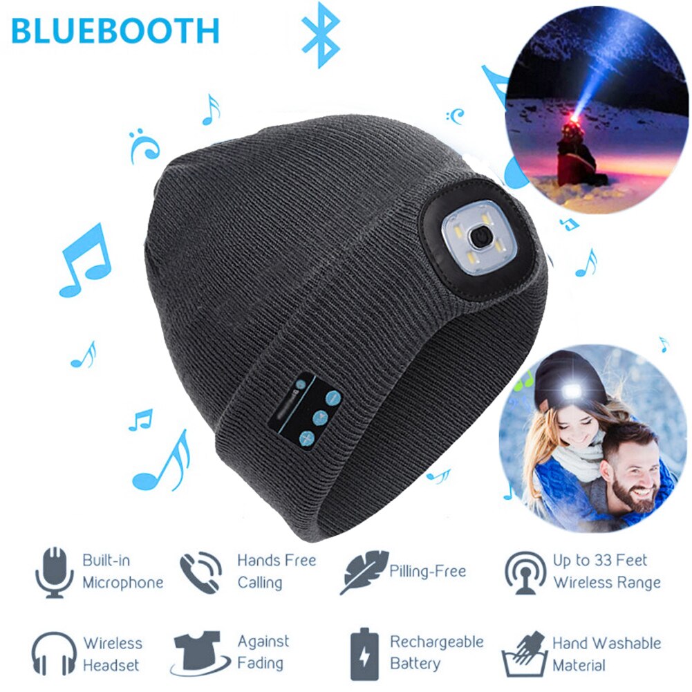 Man Mutsen Warm Beanie Bluetooth LED Hoed Draadloze Smart Cap Headset Hoofdtelefoon Luidspreker