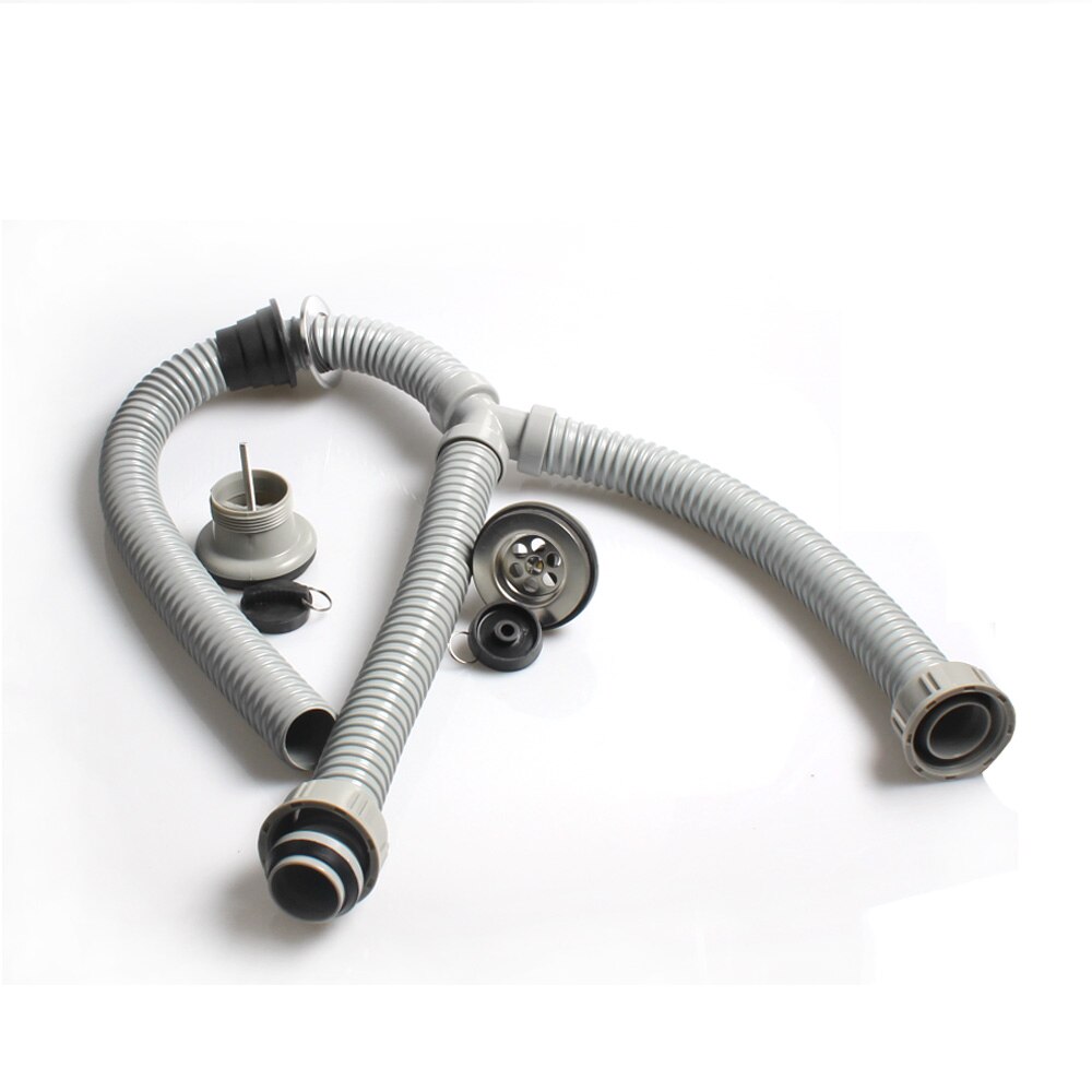Talea Double sink laundry Drain kit Strainer Basket Drain Set with Drain Pipes Strainer Y type hose Plastic Flexible Flume