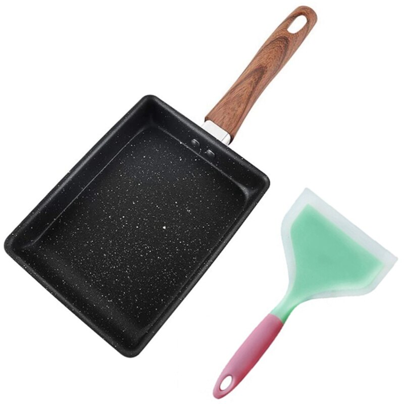 Omelette Pan,Non-Stick Japanese Tamagoyaki Pan With Anti Scalding Handle Rectangle Egg Frying Pan With Spatula: plum