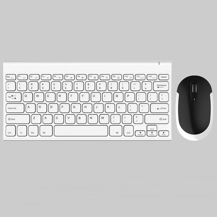 B.O.W HW086 Metal Ultra-Slim Quiet 2.4GHz Portable Wireless Keyboard and Mouse Combo For Desktop, Laptop: White