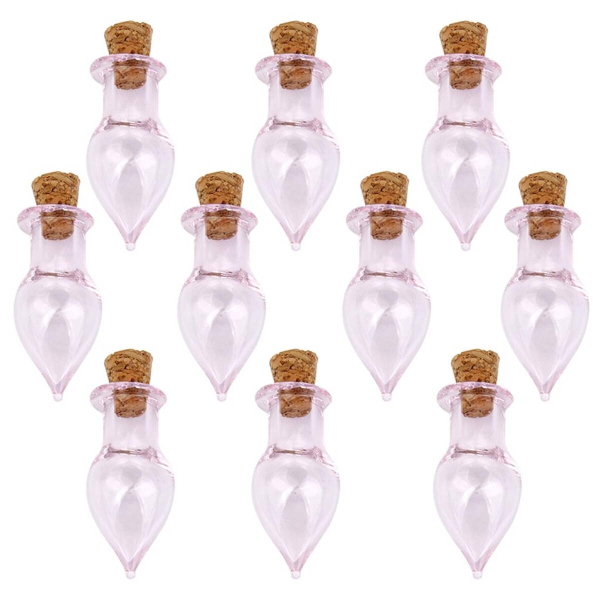 10 stuks mini glazen flessen in de vorm van een wijnfles, potten met kurk en wensbriefje (doorzichtig): Potten  -3
