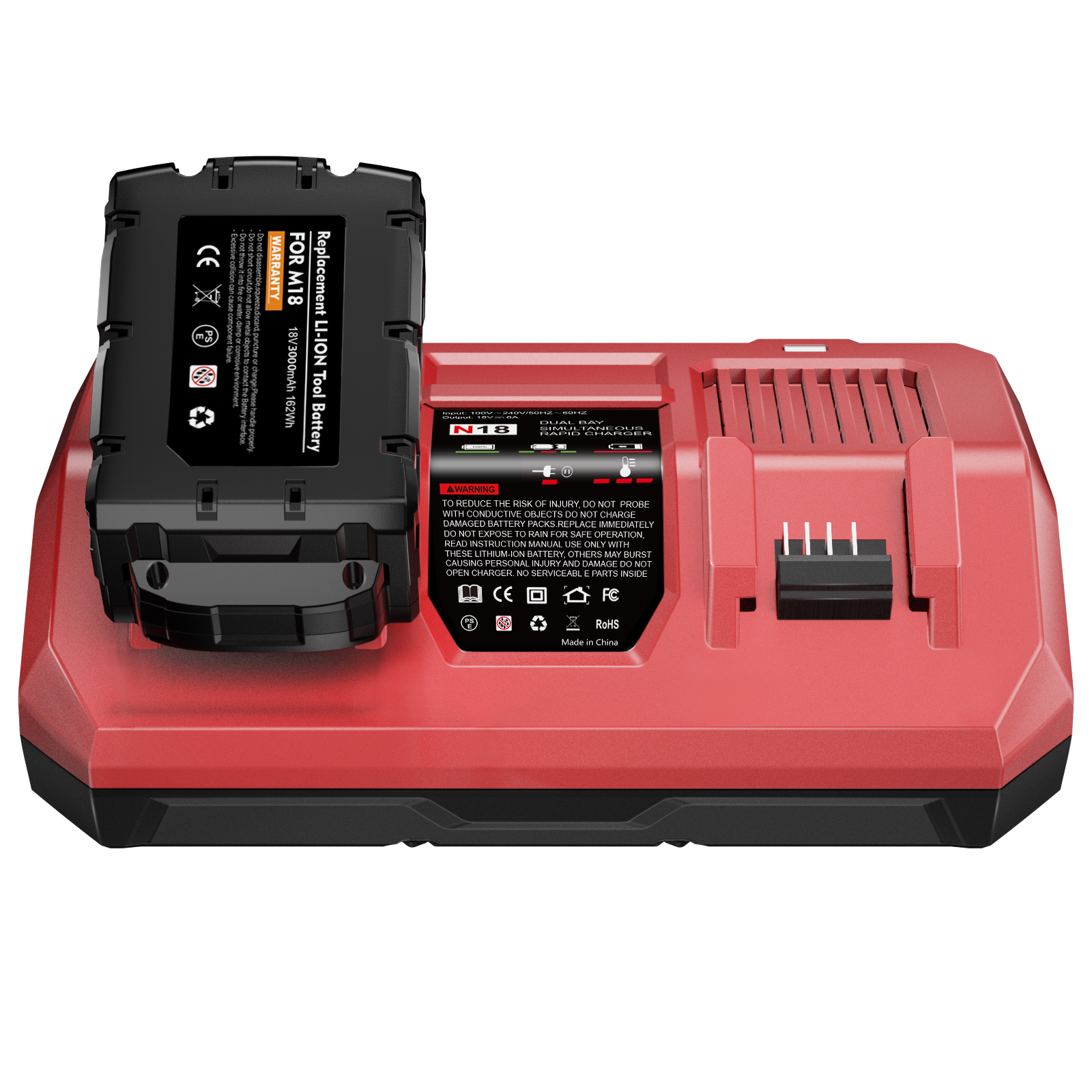 Pour batterie Milwaukee M18 double chargeur 6A 18V pour batterie Li-ion Milwaukee M18B5 XC 48-11-1815 48-11-1850 2604-22 2604-20