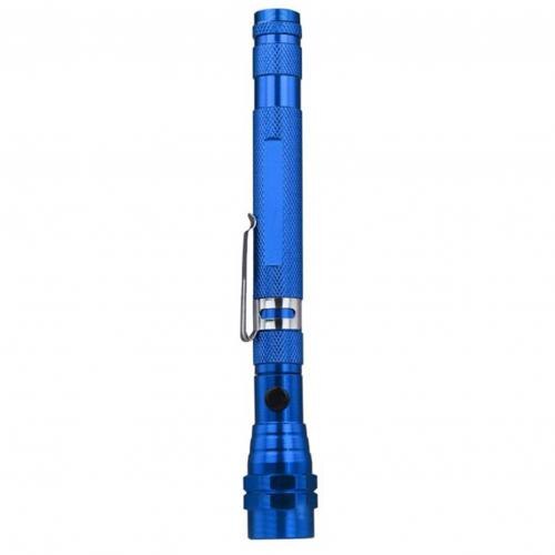 3-LED Magnetic Flashlight Pen Torch Retractable Free Bending Car Repair Light Small Pocket Linterna for Working: Blue