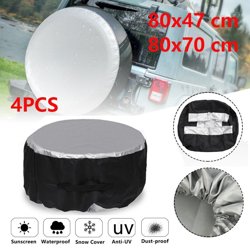4 Stuks Universele Auto Reservewiel Band Cover Band 210D Oxford Doek Wiel Zachte Tas Protector Suv Cover Band
