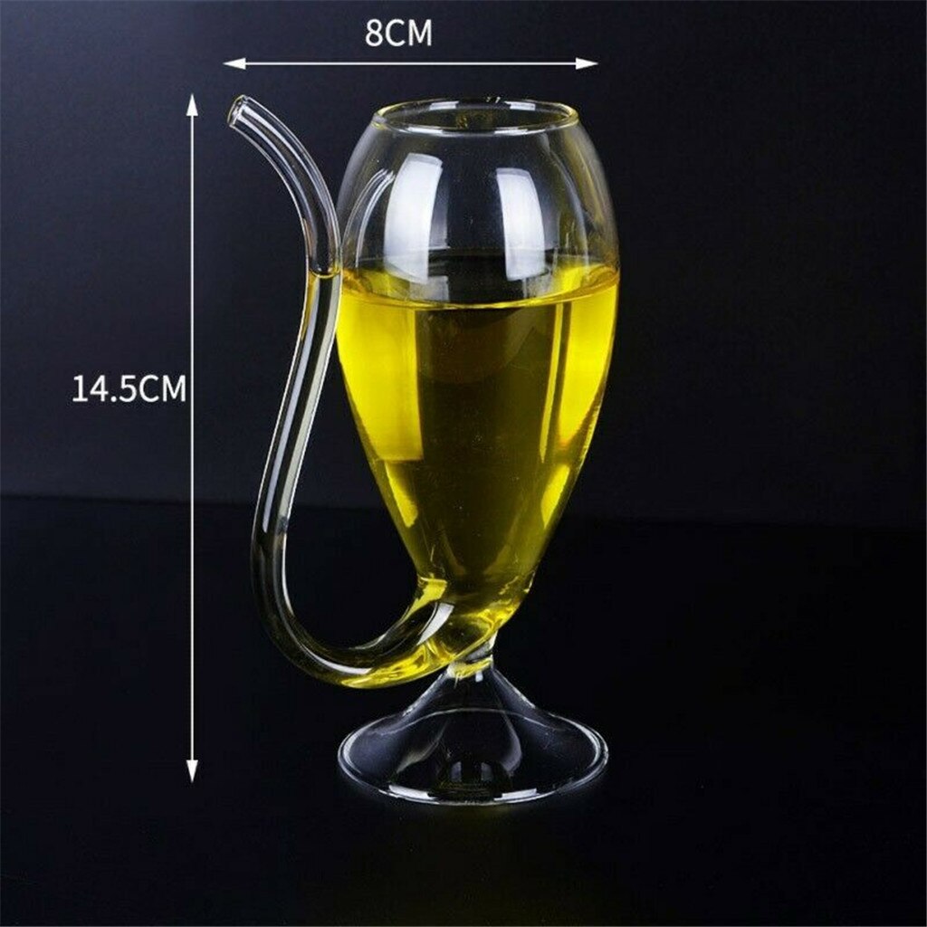 Red Wine Glass Cups Whiskey Glass Heat Resistant Glass Sucking Juice Milk CupsTea Wine Cups With Drinking Tube Straw: A