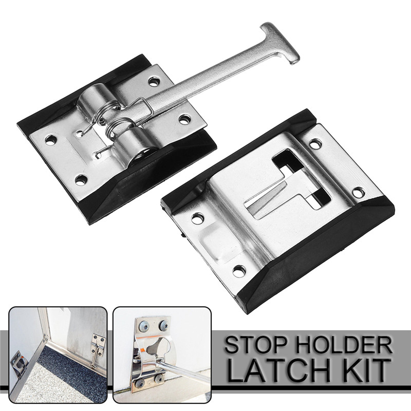 1Set 4-Metal steel Door lock hook -RV-Camper-Horse-Work-Enclosed-Trailer-Door-Stop-Holder-Latch-Kit