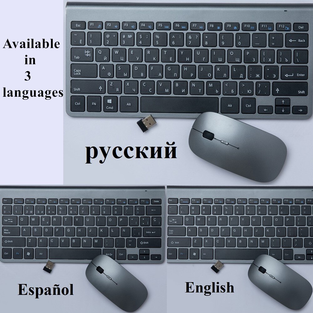 2.4G Wireless Keyboard and Mouse Combo Russian+English USB Ultra-Thin Silent Mini Keyboard Mice Set For Computer Laptop PC Mac
