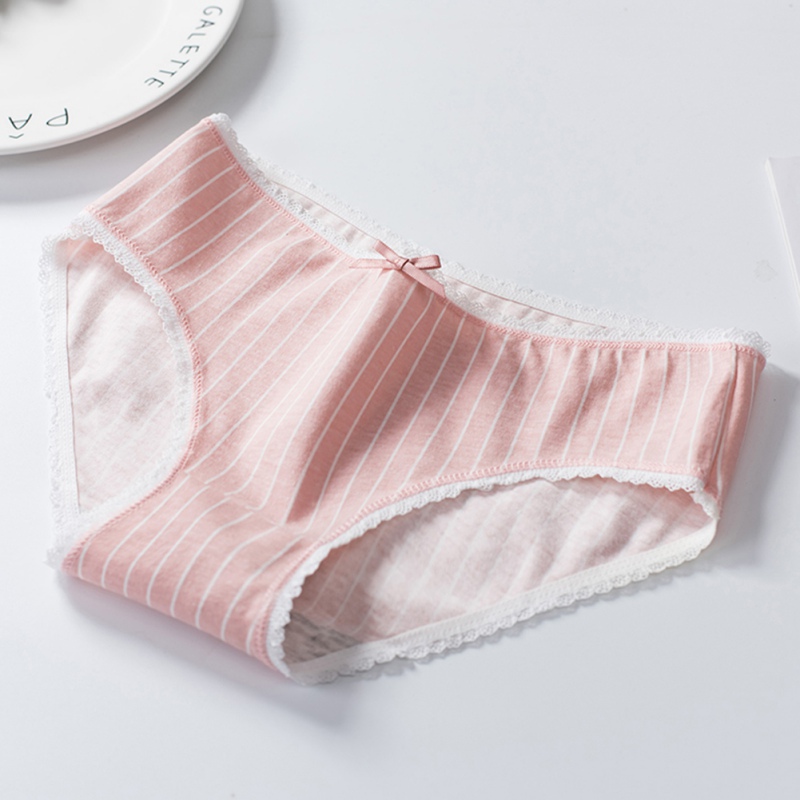 Japanese Kawaii Bow Cotton Underpants Women Breathable Briefs Sweet Simple Large Size Ladies Cotton Solid Color Briefs: P / XXL