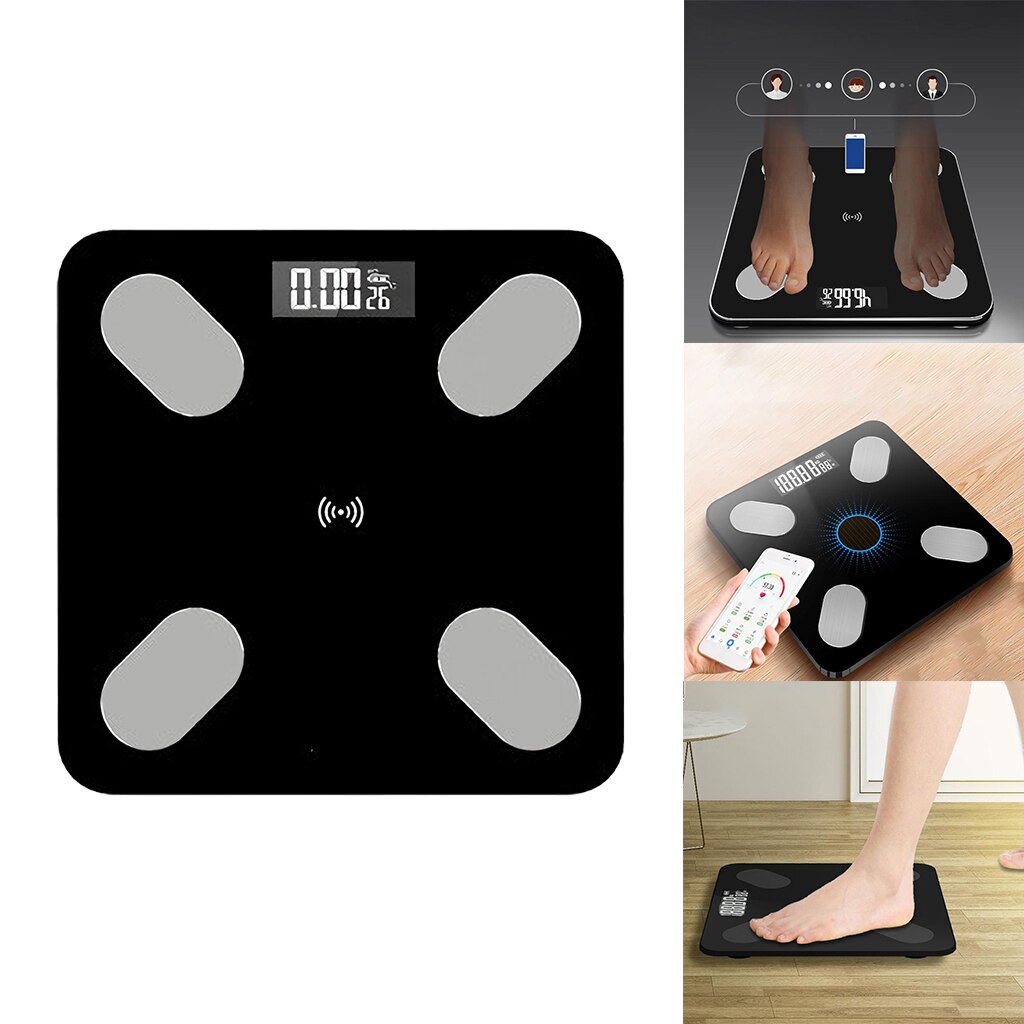 Digital Bluetooth Body Fat Scale BMI Scale Wireless Smart Scale 180kg/400lbs: black battery