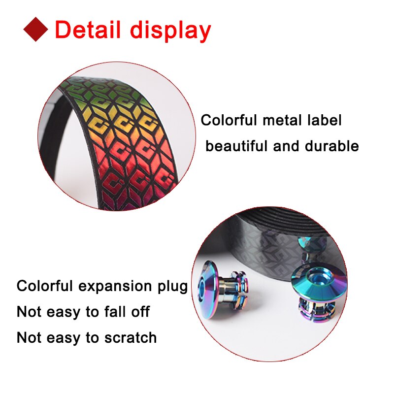 Road Bike Handlebar Tape Colorful Reflective bicycle Bar Tape PU Silica Gel Tape Soft Breathable Cycling Handle Belt +Bar Plugs