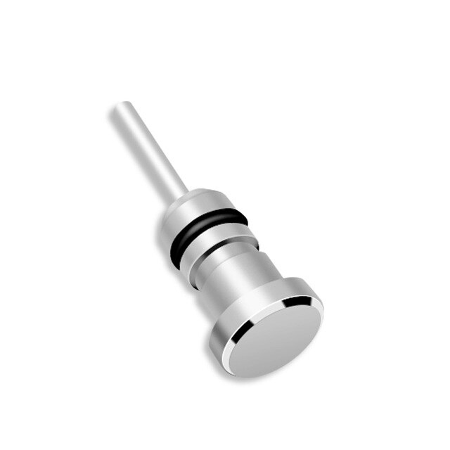 Universal 2-in-1 3.5mm Metal Dust Plug Earphone Port Sim Card Tray Eject Pin Needle For iPhone Sumsang HTC Xiaomi Jack Dust Plug: Silver