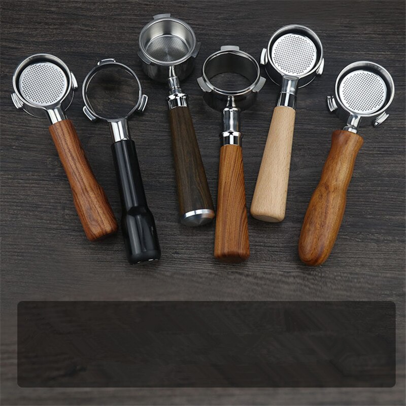 51/54mm Coffee Machine Handle Three Ears Bottomless Stainless Steel Primary Color Solid Wood Detachable Coffee Machine Handle