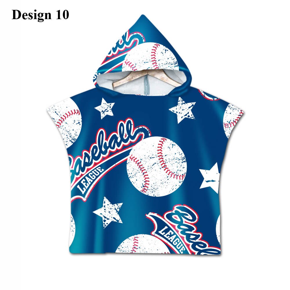 Nieuwigheid sport honkbal print baby kinderen kinderen capuchon handdoek zwembad bad strand poncho handdoek cape: Ontwerp 10