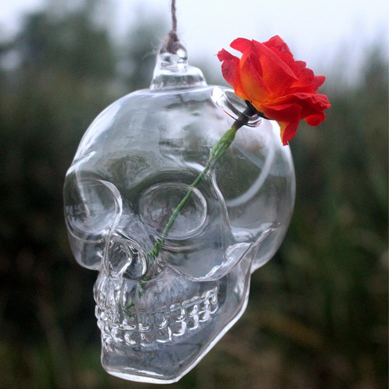 Vase à fleurs en verre pour jardin, 1 pièce, tête de mort, suspendu, style hydroponique