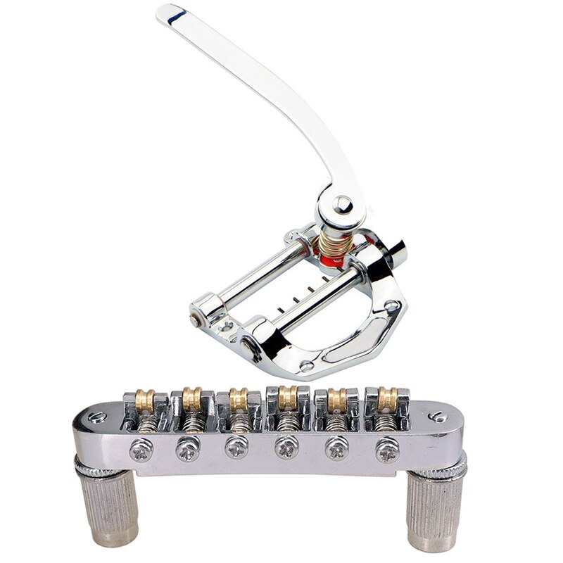1 st gitarr vibrato bakstycke tremolo flat top body tremolo enhet vibrato bridge silver &amp; 1 st tune-o-matic elektrisk rullsadel