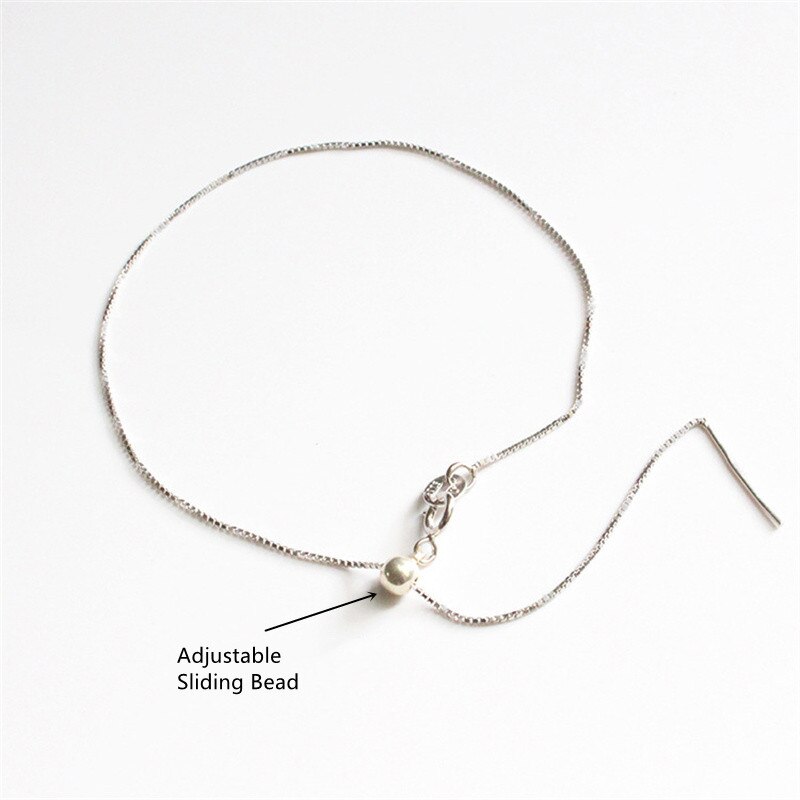 Lo Paulina Solid 925 Sterling Zilver Slide Verstelbare 0.65Mm Box Chain Enkelband 18/23Cm Voor Mode Vrouwen Te Dragen Sieraden