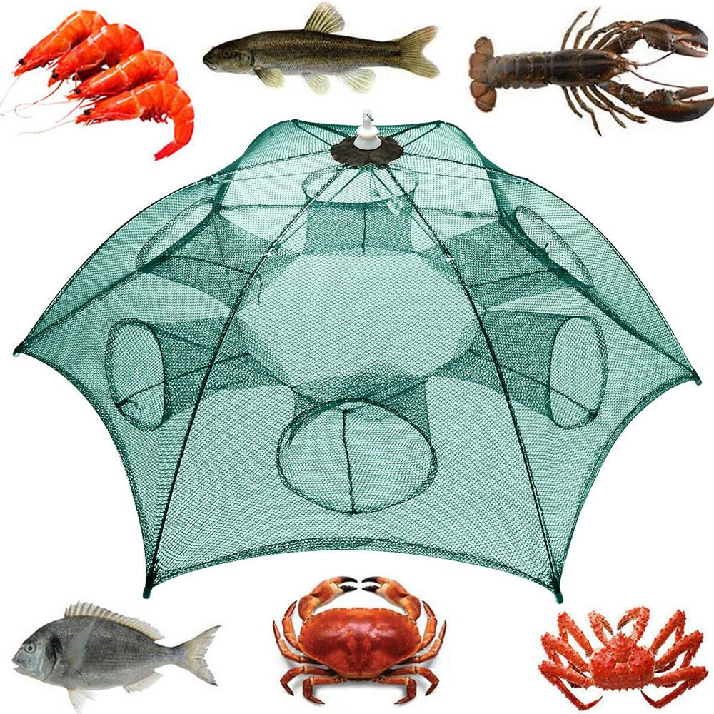 4/6/8/12/16 Holes Magic Fishing Trap Fish Net Nylon Mesh Full Automatic Foldable Crab Fish Net Easy Throw Fishing Accessories