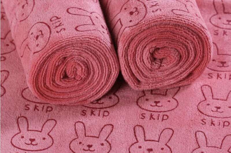 Pudcoco 20x50CM Cute Rabbit Baby Infant Newborn Bath Towel Washcloth Bathing Cloth Soft Cotton Shower: Pink