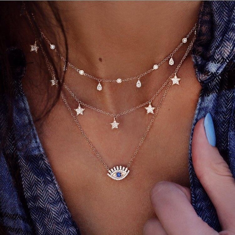 Star Multi-layer Women Necklaces Classic Chain Pendant Necklace For Women Jewelry: 5