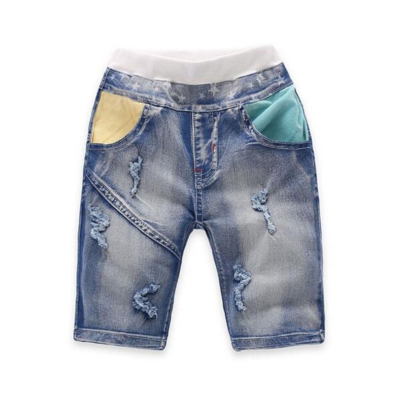 Pantalones cortos DE PEACH DE verano para bebés, pantalones vaqueros con cintura elástica, pantalones vaqueros a la altura DE la rodilla DE algodón para niños, ropa para niños: 7