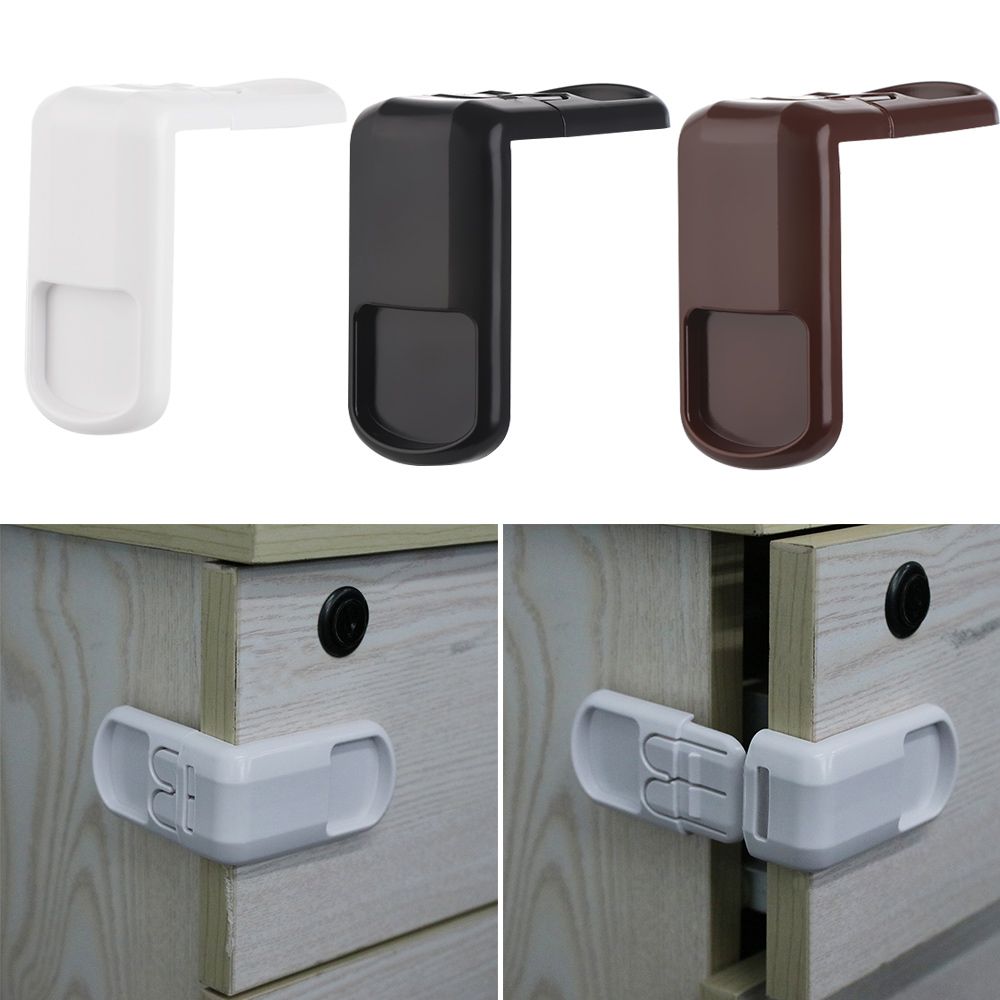 Cerradura de seguridad antiapertura para muebles de bebé, doble cierre a presión, Protector de puerta de armario, ángulo recto, 1/4 piezas