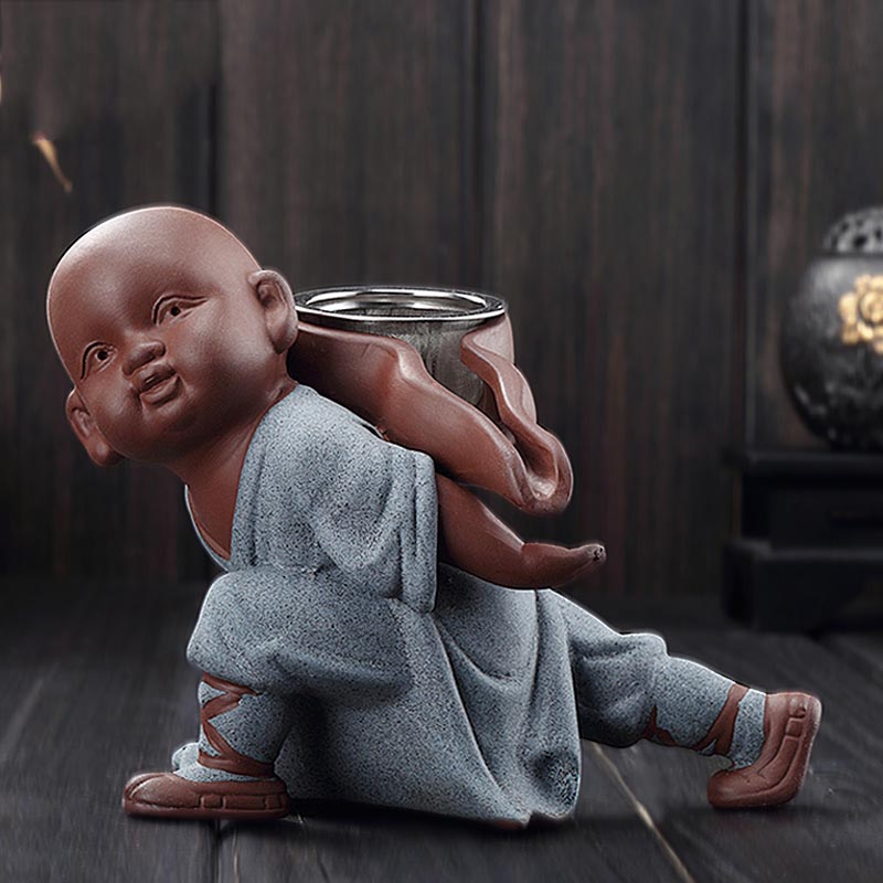 Yixing Authentic Purple Clay Spray Water Monk Tea Pet Office Tea Ceremony Accessories Decoration Crafts Sent Friends: D
