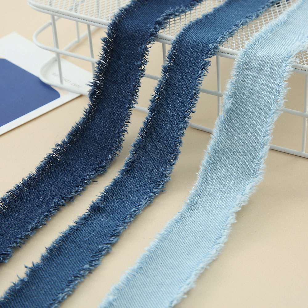 Denim lint jeans doek stof handgemaakte franje zijden linten voor doe-het-zelf naaien ambachten haarspeld strikken kleding blauwe cowboy decoratie