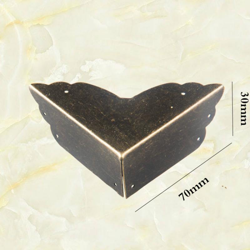 JD 4pcs 70mm Antique Wrap Angle Wooden Box Corner Furniture Corner Protection Angle Iron Wrap Angle