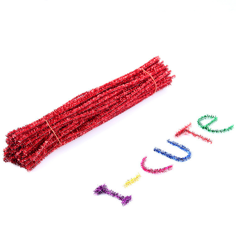 100pcs 30cm Glitter Chenille Stems Pipe Cleaners Arts DIY Craft Supplies Christmas Birthday Decorations Home Party Accessories
