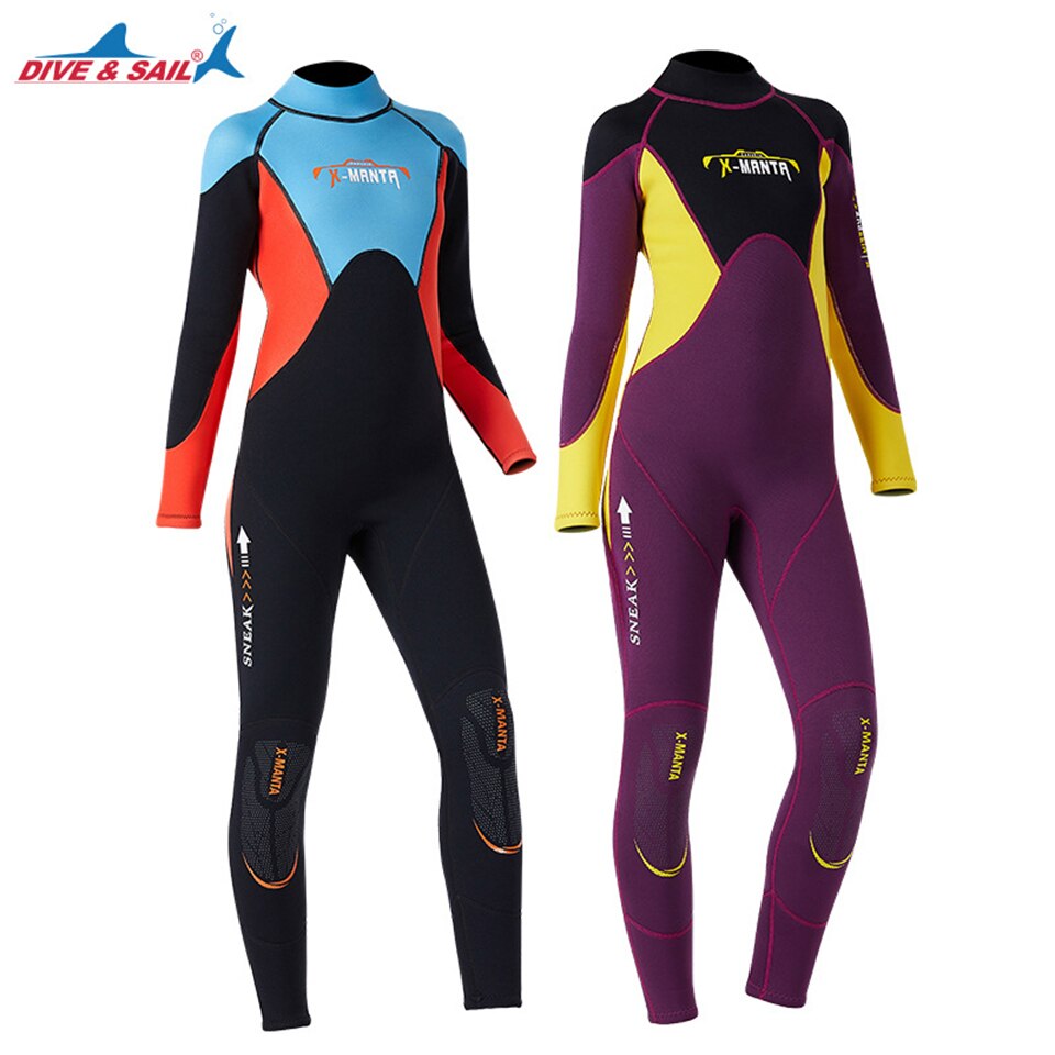 Teenagers 2.5mm Neoprene Wetsuit Girls Long Sleeve One-piece Keep Warm Swimsuit Dive Suit Swimming Diving Anti-scratch Swimwear