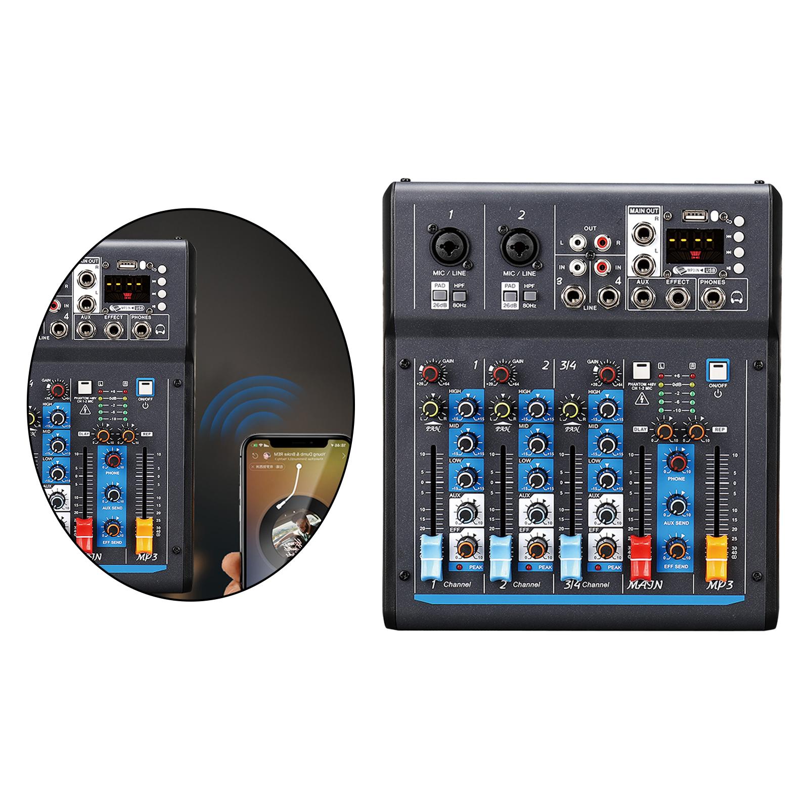 Small Audio Mixer 4 Channel Digital Signal Processor Digital Display Bluetooth Sound Board Console NX4 US Standard for Online PC