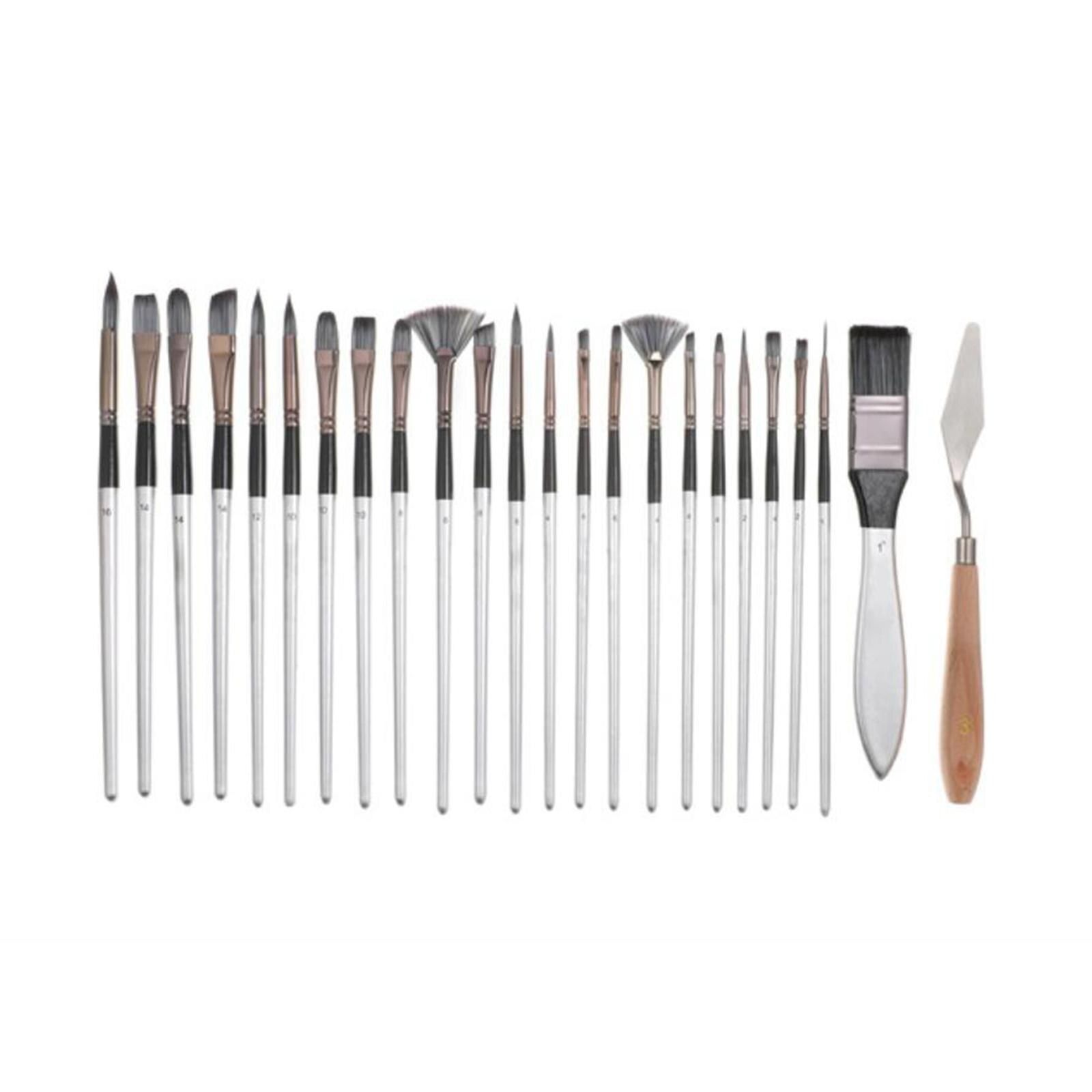 24x Paint Brush Set Watercolor Acrylic Oil Painting Brushes Palette Knives Kids Adults Beginner Pros Detailing Pen Paintbrushes