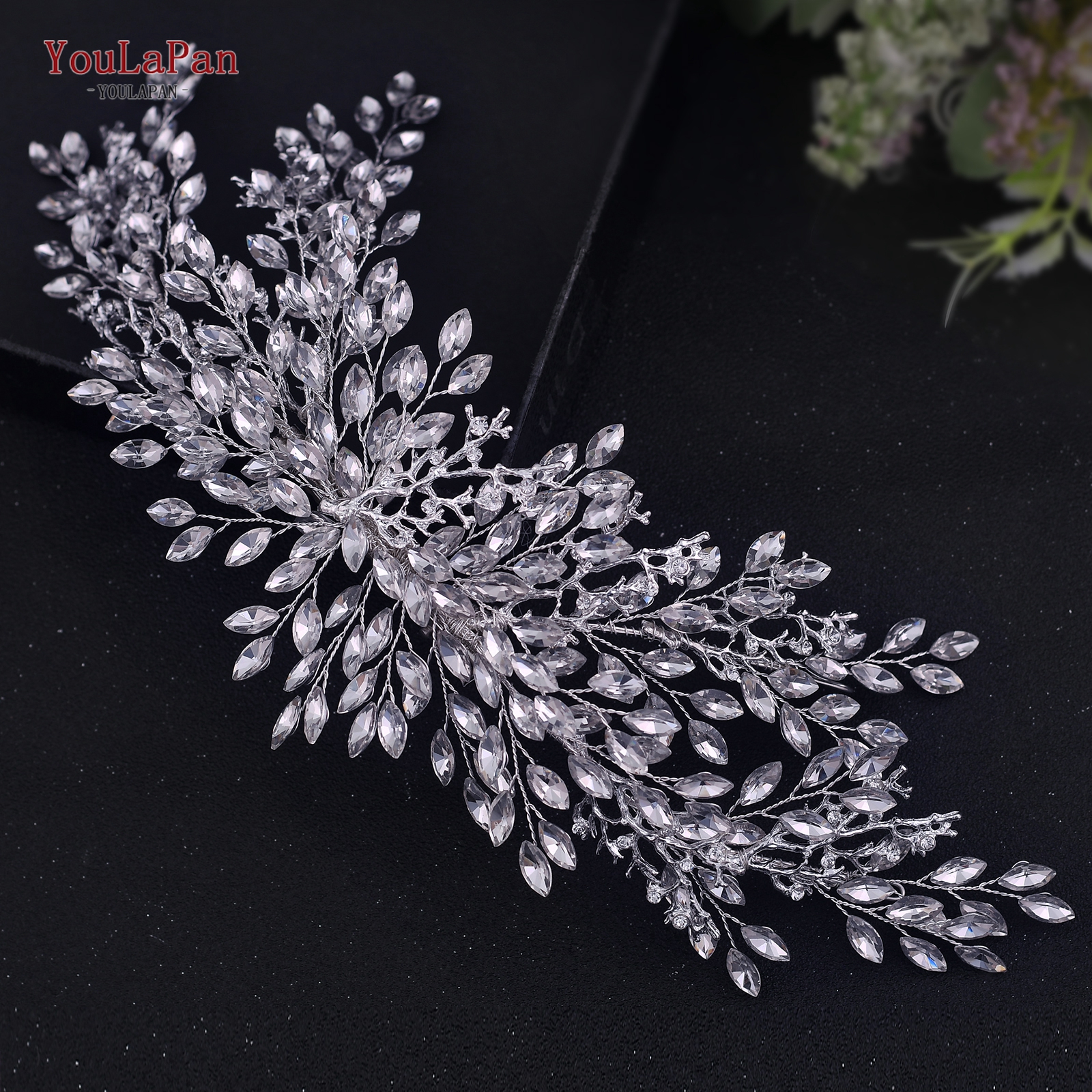 YouLaPan HP379 luksusowe ślubne grzebienie do włosów diamenty ślubne biżuteria do włosów upuść kształt Rhinestone ozdoba ślubna do włosów dla panny młodej nakrycia głowy: HP365