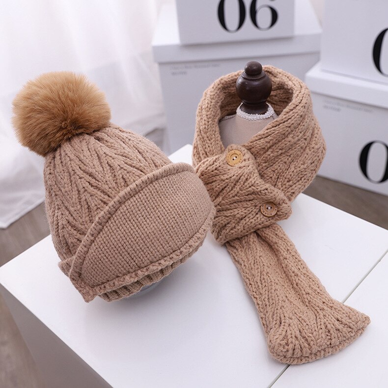 Neue Baby Mütze Schal einstellen Baumwolle Baby Kopf Abdeckung Winter warm Nacken Kragen freundlicher Mützen Schal setzt Plüsch freundlicher hüte Schal: A6