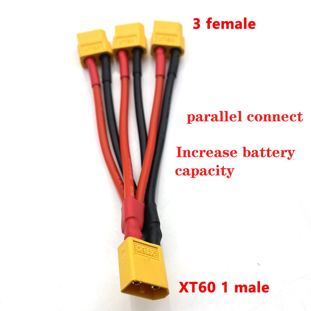 2 Way 3 Way Battery Adapter Cable Y-shaped Harness Connector XT60 XT90 Series Line T Head XT60 Parallel Line Connectors/wiring: Pink