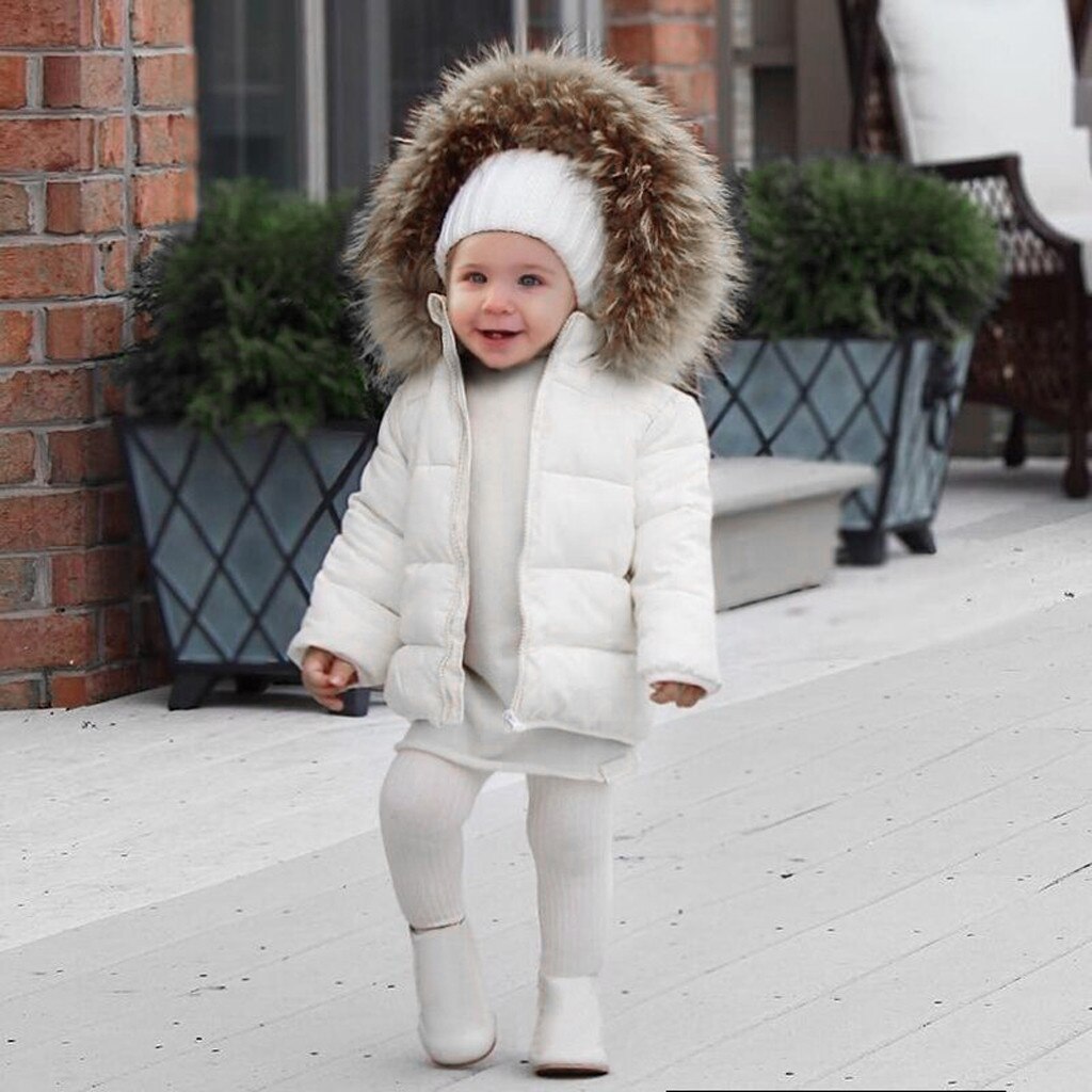 Kids Baby Toddler Boy Girl Warm Faux Fur Hooded Winter Jacket Coat Outerwear dropshiping W1220