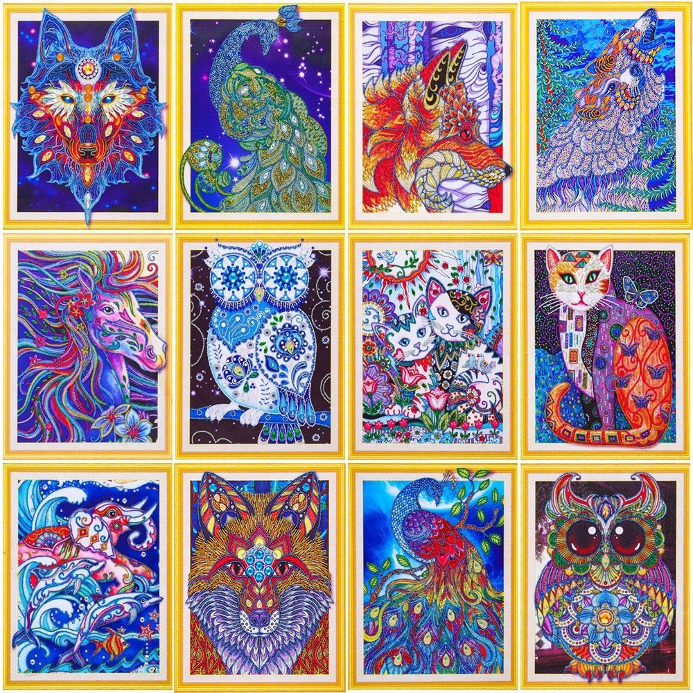 HUACAN Diamond Painting Animal Diy Diamond Embroidery Special Shape Rhinestone Picture Diamond Mosaic Kit 40x50