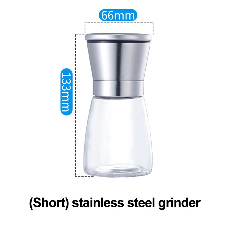 Molinillo Manual de plástico/acero inoxidable para sal y pimienta, contenedores de molino de especias, utensilios de cocina, botella de vidrio para especias: stainless steel