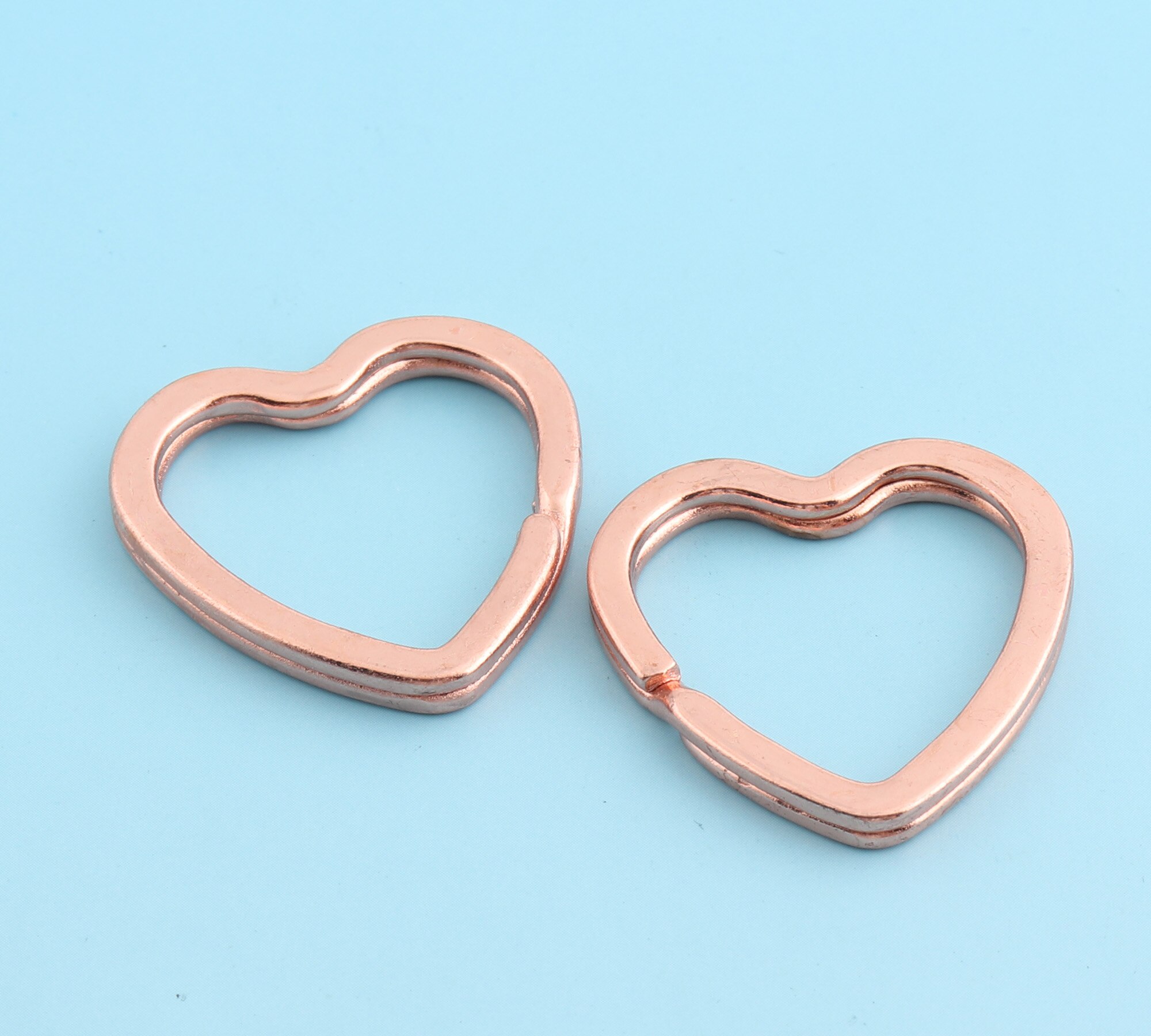10 st  *32mm roséguld hjärtformade nyckelringar stora smycken ringar metall split ringar för nyckelring nyckelband