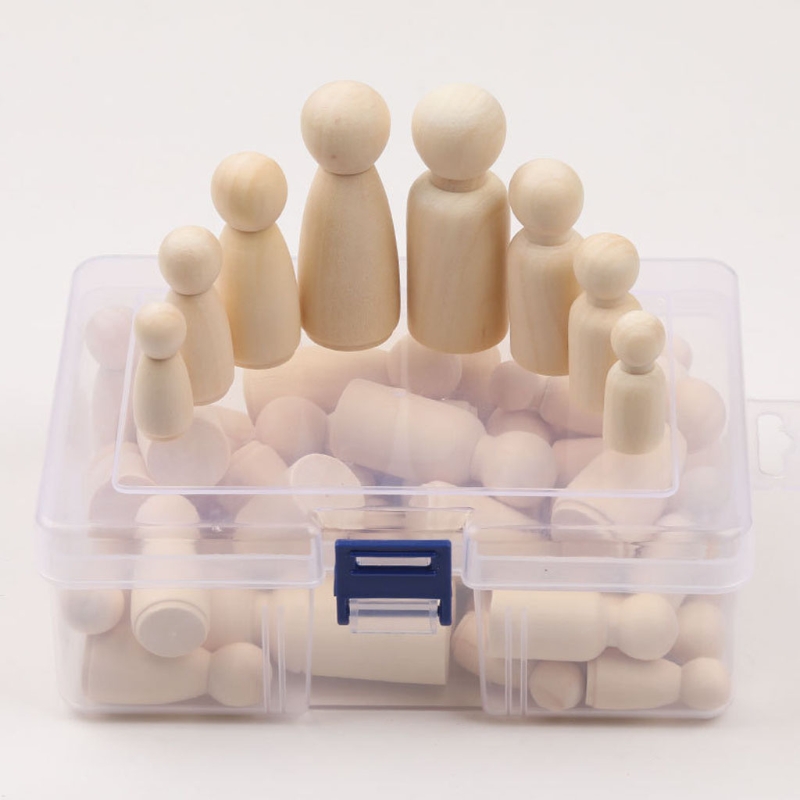 Houten Diy Vroeg Leren Speelgoed Zintuiglijke Onderwijs Mini Peg Pop Voor Schilderen H055