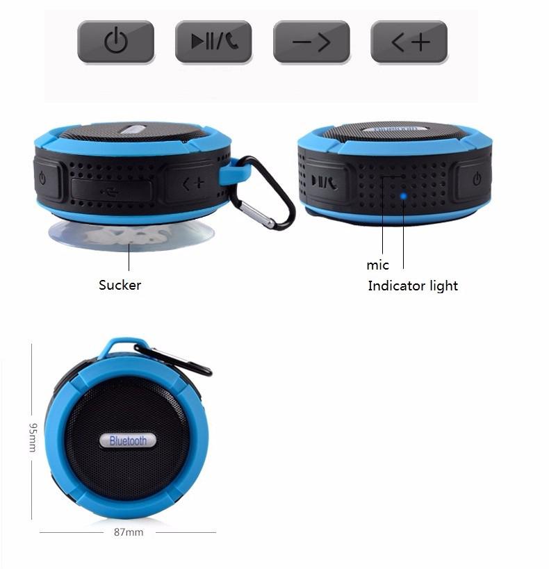 C6 Outdoor Wireless Bluetooth 4.1 Stereo Portable Speaker Built-in Mic Shock Resistance IPX4 Waterproof Louderspeaker r20