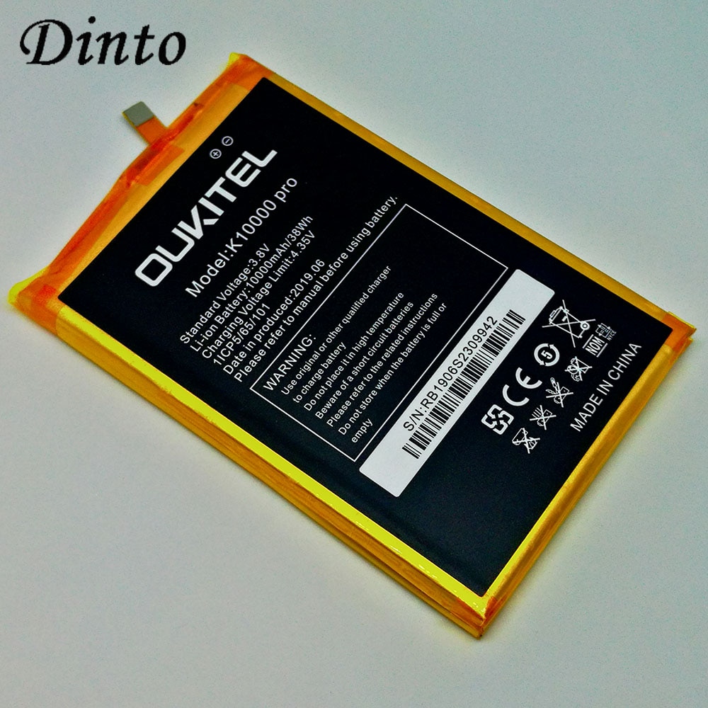 Dinto Originele 10000mAh 3.8V OUKITEL K1000 PRO Vervanging Li-Ion Lithium Telefoon Batterij voor oukitel k10000 Pro Mobiele Telefoon