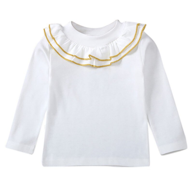 Herfst Meisjes T-shirt Lange Mouwen Baby Kids Kraag Dieptepunt Shirt Voor Kinderen Kleding Lente Meisje Tops