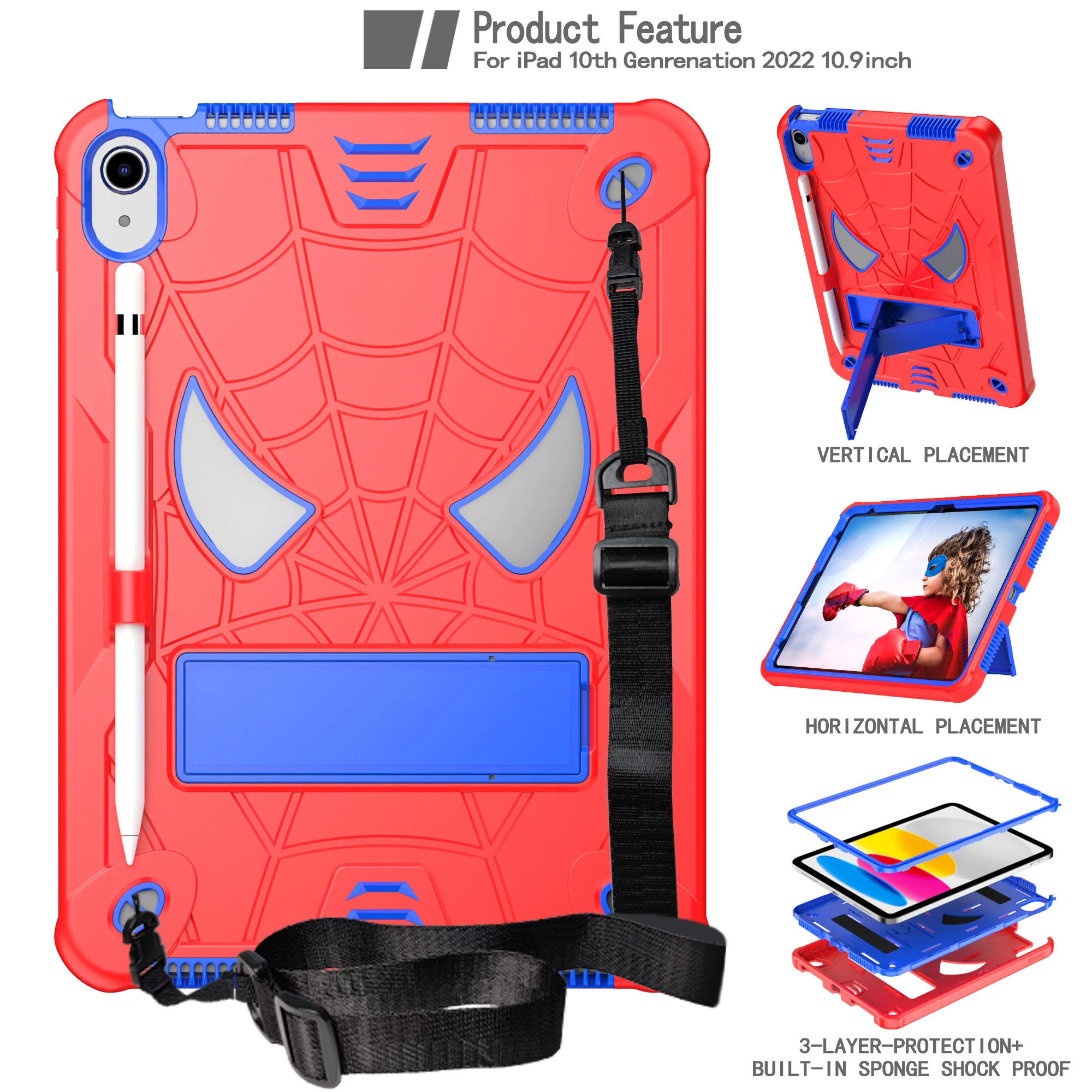 Funda protectora de cuerpo completo para tableta, cubierta a prueba de golpes para ipad 10, 10. ª generación, A2757, A2777, A2696, 2022: Negro