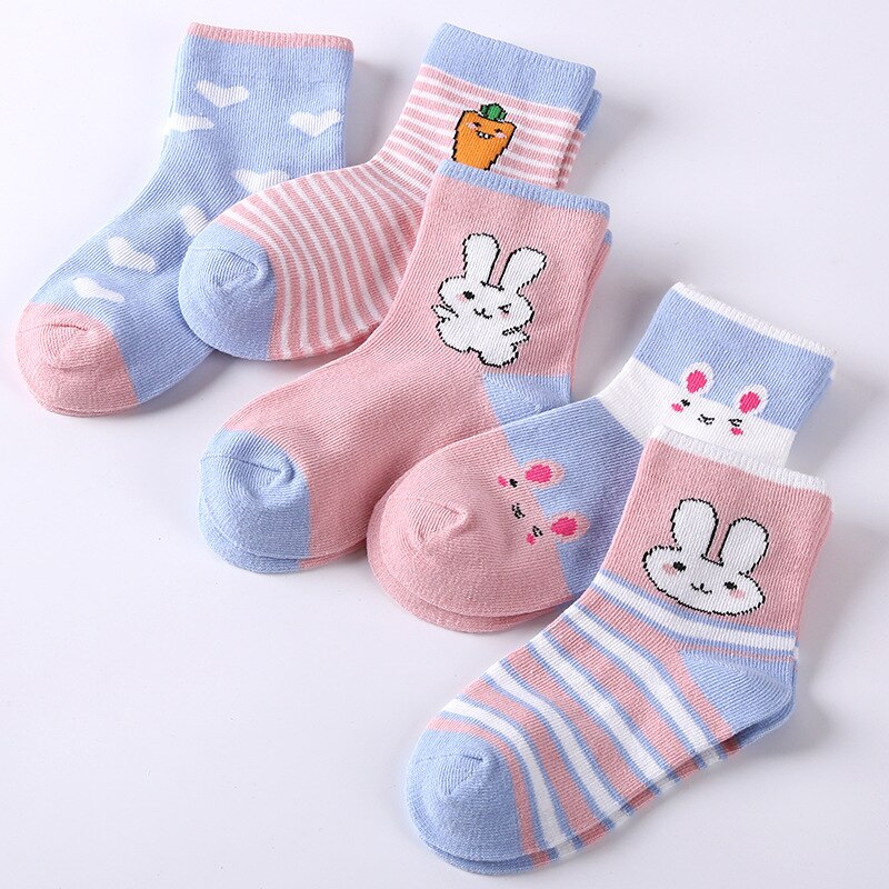 5 Pair Animals Sock Cotton Baby Socks Autumn Winter Children's Student Anti-skid Socks Boys and Girls Multi-color Cartoon