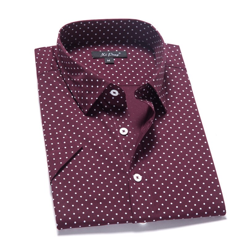 Chemises à manches longues pour hommes, chemises américaines à manches courtes, imprimés de points, chemises pour hommes, été 15,: gules / XS