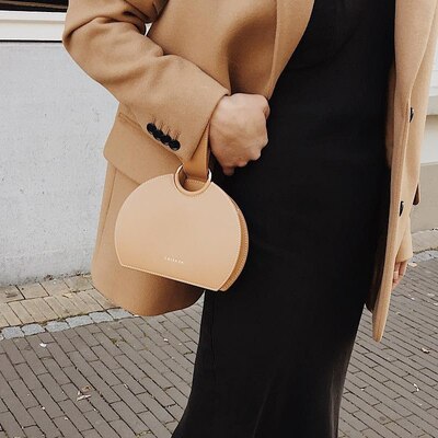 ! Bolso de mano de medio círculo de para mujer, bolso de mano para mujer, bolso de mano sencillo para el ocio, bolso de mano salvaje de color sólido de súper estrella.