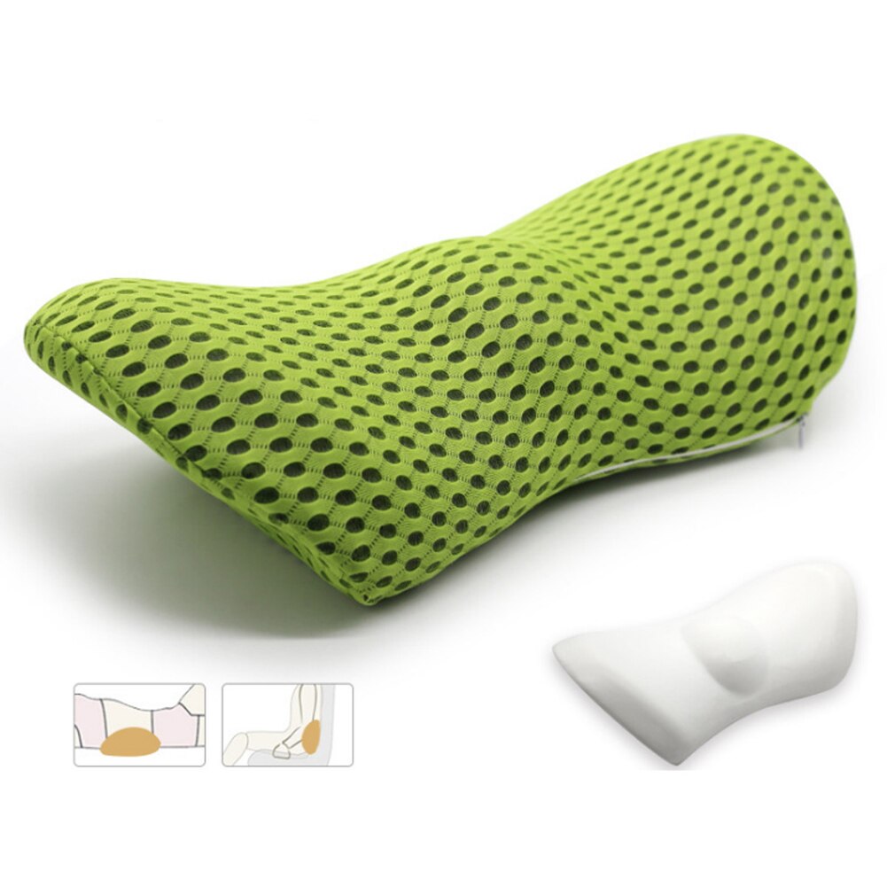 Fysioterapi lindre lændestøtte pude nedre ryg multifunktionel kontorstol sove talje hukommelse skum pude seng: Grøn