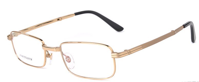 Folding frame Titanium Eyeglasses Frames Men Optical Glasses Frame Reading Clear Glasses Prescription Eyewear Lenses gold 6090: gold
