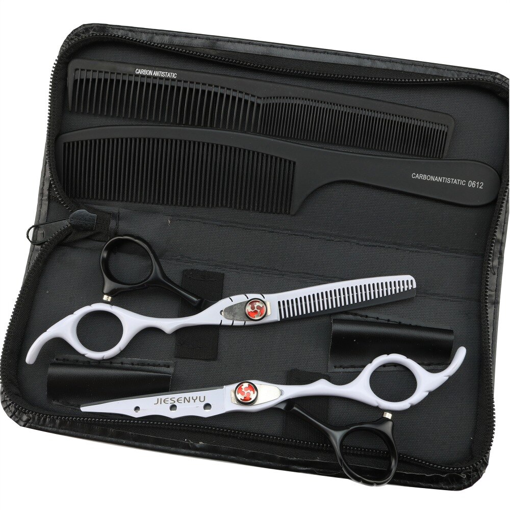 Black and white handle hairdressing scissors Standard 6.0 inch hairdressing supplies Sharp scissors Tools